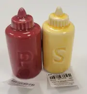 Cracker Barrel Mini Ketchup and Mustard Salt & Pepper Shakers (NEW)