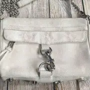 Rebecca Minkhoff grey mini MAC snakeskins leather handbag
