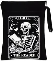 kardobe Book Covers，Book Sleeve with Zipper, Book Lover Gifts, Skeleton, Gothic,, NBOC013
