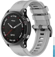 Silicone Bands for Garmin Fenix 8/E 47mm, Fenix 7/Fenix 7 Pro Bands, Fenix 6/6 Pro/5 Bands, 22mm Quick Release Sport Bands Adjustable Replacement Strap for Garmin Forerunner 955 945 935, Approach S62 S60