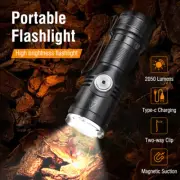 BORUIT Mini LED Super Bright Flashlight Clip Torch Rechargeable Camping Light