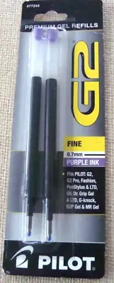 NOS 77244 Pilot G2 Gel Pen Refill Fine .7mm Purple Ink 2pk