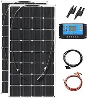 200W Flexible Solar Panel,12V Monocrystalline Solar Module Fiberglass Lightweight Bendable Charge for RV Trailer Boat Cabin Van Car Uneven Surfaces (2Pack)