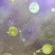 Purple Window Privacy Film Stained Glass Door Film Decorative Galaxy Planet Static Cling UV Blocking Non-Adhesive Covering Stickers Tints for Kids Bedroom,35 inches by 78.7 inches