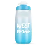 Bicycle Water Bottle Portable Outdoor Cycling Water Cup (White Blue Gradient, 62