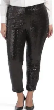 WDNY Gorgeous Elastic Waist Black Sequin Pants 2X NWT