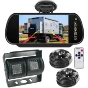 Twin Head IR Reversing CCD Camera Kit 7" Mirror Monitor Truck Motorhome Caravan