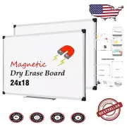 Premium 24x18 Magnetic Whiteboard Set - Sturdy Aluminum Frame, 2 Pack Wall Mount
