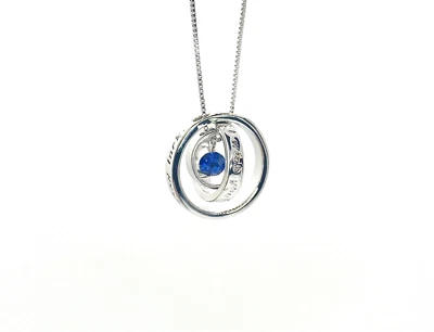 3 Ring Blue Swarovski Elements Crystal Necklace 18K Gold Plated 16-18" Box Chain