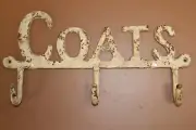 Crafters Workshop Coat Hook Rack Distressed Cast Iron, 13 1/2", H-137