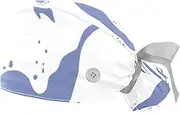 [WOSHJIUK] Working Hat 2 Pack Scrub Caps for Women,Mermaid Hand Drawn Girl,Tie Back Cap Adjustable Scrub Hat