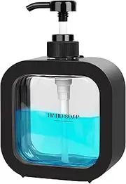 [Richenda] Hand Soap Dispenser Bathroom, Modern Dish Soap Dispenser for Kitchen Sink, Small Plastic Soap Dispenser for Body Wash, Shampoo, Hand Sanitizer, Lotion Dispenser-300ml - Black