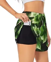 [GaxfjRu] Ivy Blossoms Tree Print Women's Running Shorts High Waisted Running Shorts Pocket Sporty Gym Elastic Short