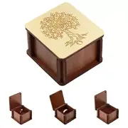 Wooden Ring Box for Proposal Slim - Small Engagement Ring Box Wood - Golden