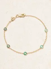 [Alison Lou] Alison Lou - Bezel By The Yard 14-karat Gold, Enamel And Diamond Bracelet - Green - One size One size Green