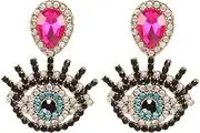 [Dsacxixai] Upgraded Qualitied Women's Austrian Crystal Devil's Eye Dangle Earrings Demon Eye Drop Earrings for womens