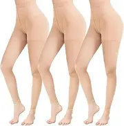 [WAKUNA] 3 pairs 20D Women's Sheer Footless Tights,Sheer Legging and Dance Compression Pantyhose for women S-XL