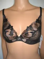 CHANTELLE black bra size 34B Montaigne C19J10 soutien-gorge noir taille 90B