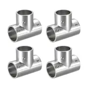 4Pcs 3-Way Zinc Alloy Tee Rail Fitting Pipe Connector Brushed for 25mm/1" OD