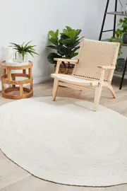 Rug Culture White Hand Braided Jute Oval Rug
