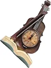 LIFKOME Creative Resin Violin Clock Table Decor Desk Craft Ornament for Living Room Bedroom Store Bar Safe Design Red