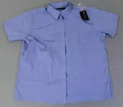 Harriton Women's Snap Button Stain Release Server Shirt LV5 Blue Size 3XL NWT