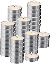 Bulk Mini Tea Lights - 50 Unscented White Travel Candles for Shabbat