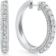 Bliss Diamond 3.50Ct Pave Diamond Hoops 14k Gold Lab Grown Women's Earrings 1.25" Tall in White Gold at Nordstrom One Size