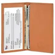 Leatherboss Genuine Leather Basic RFID Checkbook Cover with ID Slot, Tan
