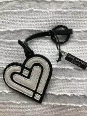 LOVE BRAVERY Lady Gaga Elton John Black & White Heart Key Chain Ring Dangle
