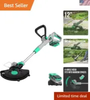 Cordless String Trimmer Edger 12in Battery Powered Weed Wacker with Auto Feed