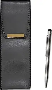 Eco Leather Pen Case Black Smartphone Touch Short Metal Rotating Ballpoint Pen Set 3 Pack T23-BR-B-9A094A-3