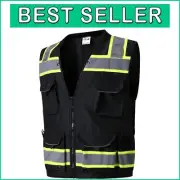 ANSI/ISEA Compliant 12-Pocket High-Visibility Safety Vest for Construction Sites