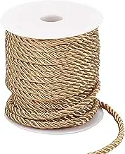 PH PandaHall 5mm Decorative Twisted Cord, 3-Ply Polyester Twine Cord Shiny Silk Ropes Cording for Crafts Graduation Honor Cord Home Décor Costumes Christmas Bag Drawstrings(59 Feet, Dark Goldenrod)