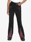 Hot Topic Black Plaid Zipper Leg Pants Size 11 Women’s Goth Grunge Red Plaid