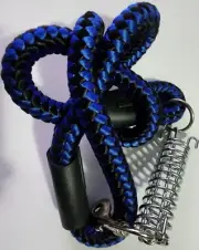 XinWang Braided Custom made Dog Leash Heavy Duty/Shock Absorber 4ft Black & Blue