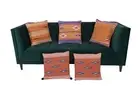 Set of 5 cotton cushion covers with handwoven fabric featuring geometric pattern