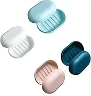 4pcs Plastic soap Dish, soap Dish with lid, Bathroom soap Holder. Suitable for Bathroom, Shower, Outdoor Hiking Camping.