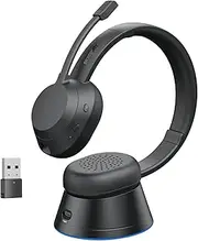 SKYCOMET Wireless Headphones with Microphone for Working, Bluetooth Headphones with Microphone (Environmental Noise Cancelling), Wireless Headset with USB Dongle and Charging Dock, PC/Teams/Zoom/Call