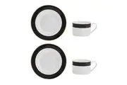 4pc Mikasa Luxe Deco China Tea Cups and Saucers with Block Stripe Set 200ml