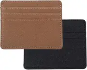 [ZOWEXIQ] 2 Pieces Leather Card Holder, Credit Card Holder, Leather Wallet, Flat Wallet, Card Holder, ID Cover, RFID Blocking Wallet, Minimalist Credit Card Holder for Men and Women