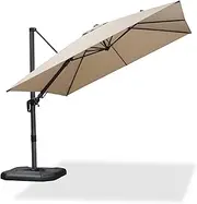 Purple Leaf 3X3 M Large Cantilever Umbrella Outdoor, Patio Umbrella with Crank Handle and Tilt, Offset Umbrella for Deck (Swivel Beige)