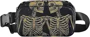 [XYMZR] Skeletons Purple Happy Fanny Pack Hip Bag Belt Bag for Women Man Fashion Waist Pack Water-repellent Crossbody Bag for Halloween Costumes Running Hiking Jogging Travel Sport, Multi-colored, one