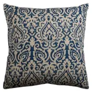 Rizzy Home Damask Navy Polyester Filled 22" x 22" Decorative Pillow