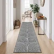 Long Hallway Runner Rug 2.6'x10' Washable Rugs Modern Reversible Black Kitchen Runner Cotton Hand-Woven Indoor Entryway Rug Carpet Runners for Bathroom Bedroom Laundry Room