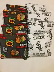 8 Cornhole Bag Set Corn Hole Chicago White Sox and Blackhawks