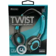 Twist Folding Stereo Headphones Adjustable Noise Isolation Turquoise Teal Black