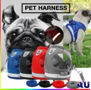 Reflective Dog Harness Leash Nylon Pet Cat Soft Mesh Vest Small Medium Puppy New