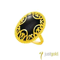 在飛比找momo購物網優惠-【Just Gold 鎮金店】黑金閃曜系列 純金戒指