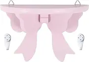 Bow Shelf Cute Kawaii Wooden Hanging Display Cute Wall Shelves for Girl, Children 7.9x3.9x4.7 Inch Room Decor Screw-Installation Cute Floating Shelves for Living Room, Nursery Room Floating Shelves